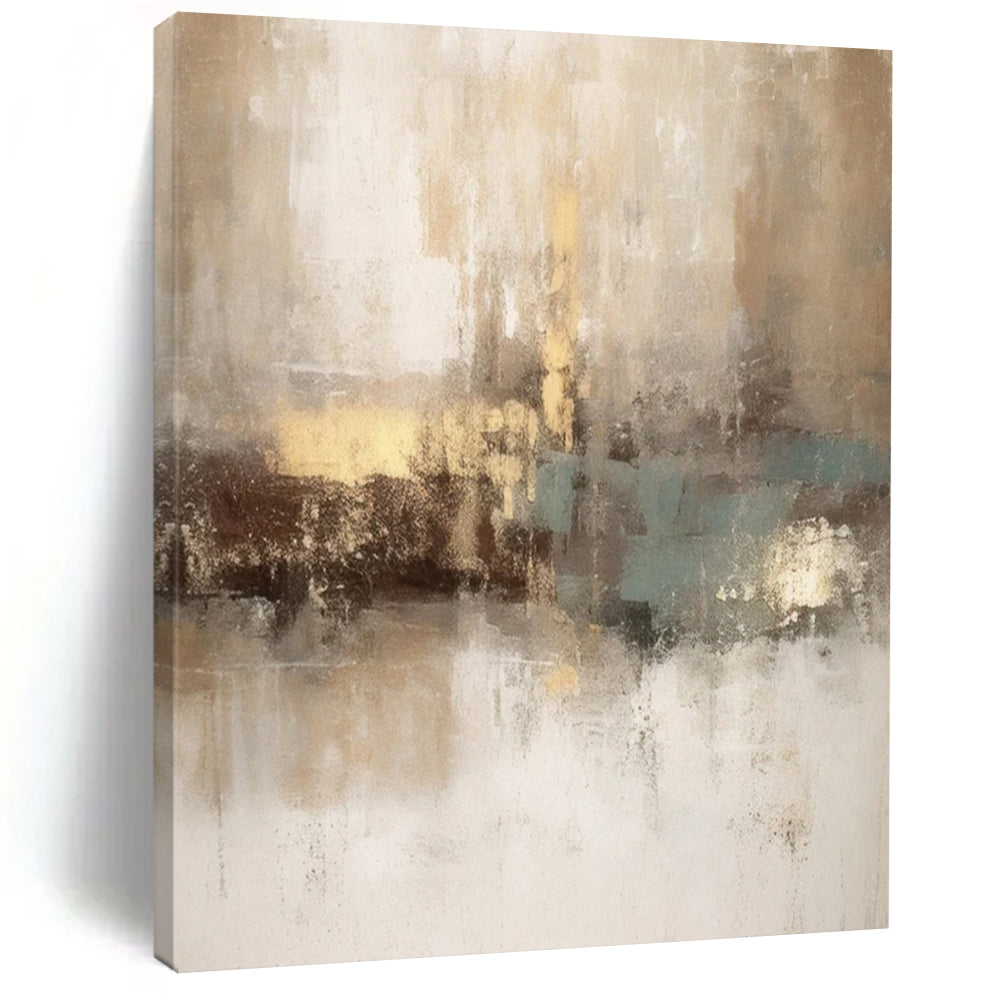 “Neutral - Gold Fusion” – Beige, Gray & Gold Abstract Acrylic with Subtle Textures DTP068