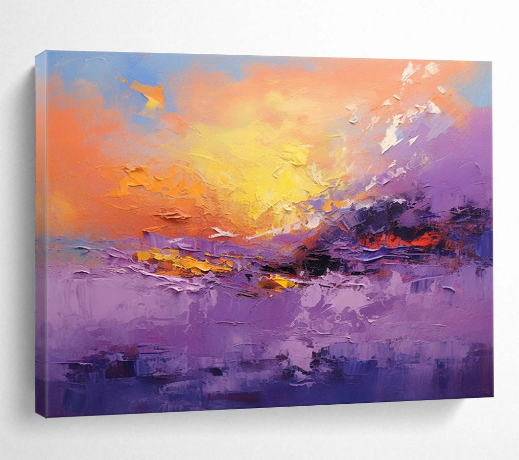 Vibrant Purple and Orange Sunset Abstract acrylic painting DLZ084