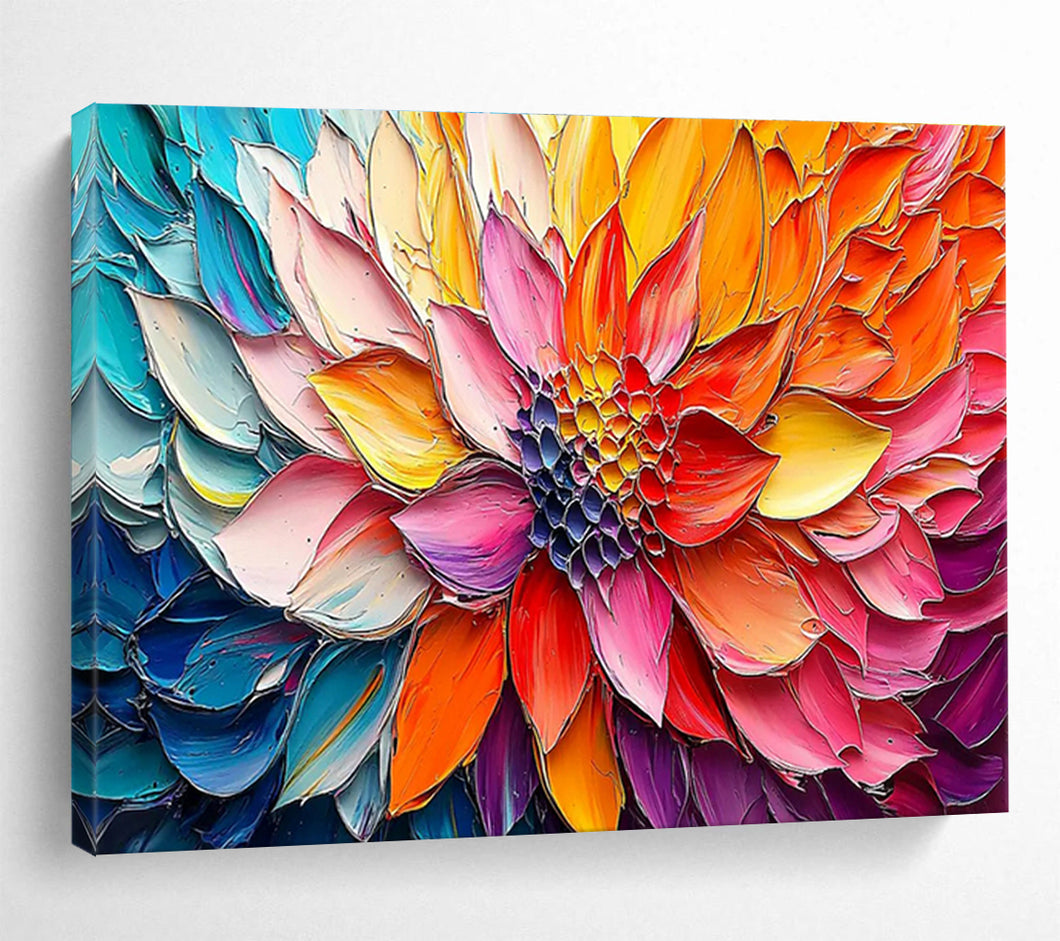 Colorful Flower “Blossom Burst” Painting on Canvas, Vivid Floral Art DKH866