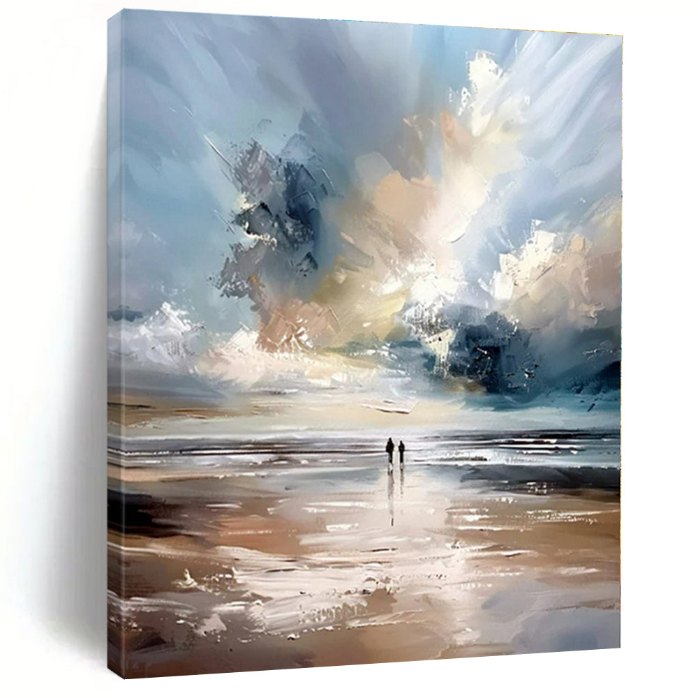 Beach Scene Abstract Painting, Perfect for Coastal Home Bedroom & Relaxing Spa LargeART1329
