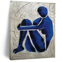 Load image into Gallery viewer, Textured Abstract Painting, Blue &amp; Gray, Emotional Art for Counseling Office &amp; Bedroom LargeART2166
