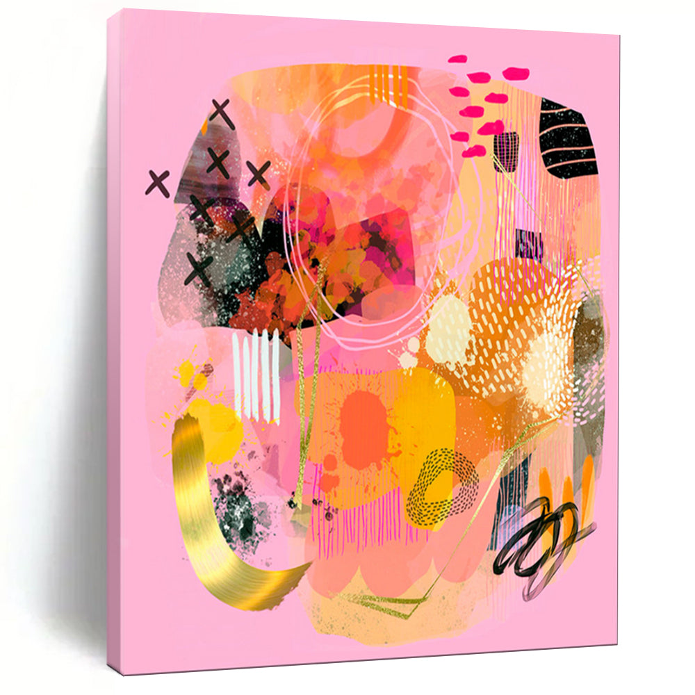 Pink & Gold Abstract Extravaganza, Ideal for Glamorous Dressing Room & Luxury Dining Area LargeART2009