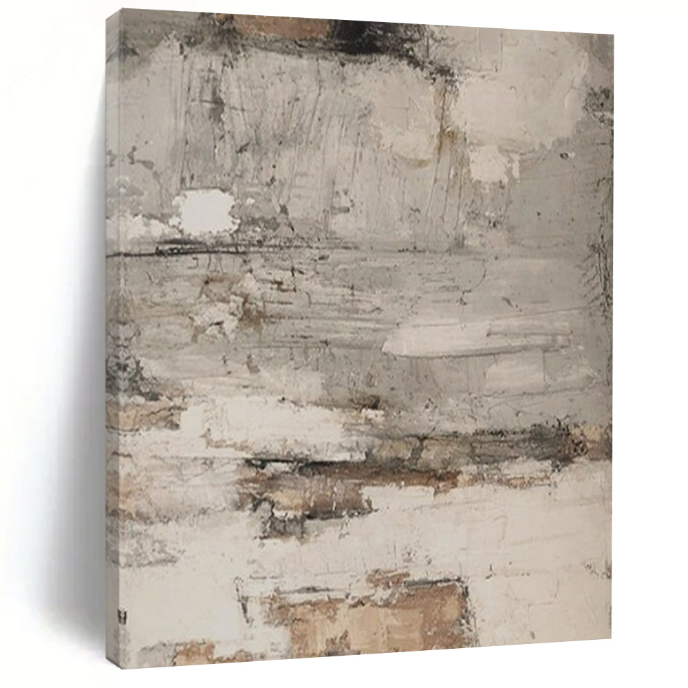 Neutral Textured Abstract with Patches Art for Industrial - style Apartment & Rustic Art Studio LargeART0973
