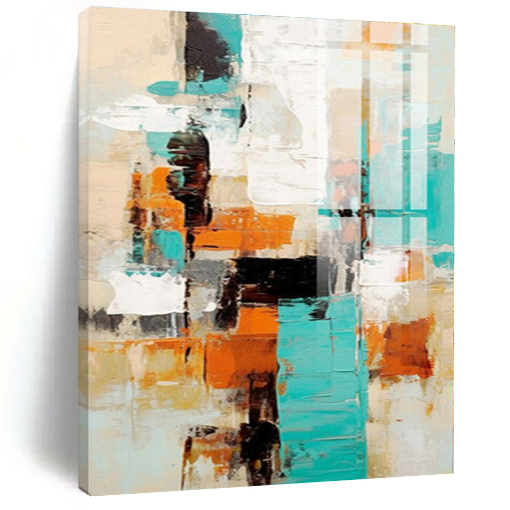 Colorful Geometric Abstract Canvas Painting, Ideal for Playful Kids’ Room & Modern Art Café LargeART1272