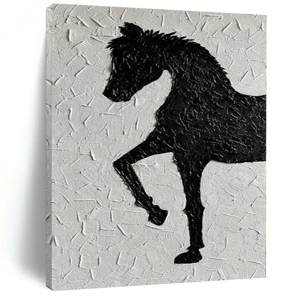 Textured Black Horse Silhouette Acrylic Art, Ideal for Rustic - Modern Living Room & Equestrian - Inspired Study LargeART1079