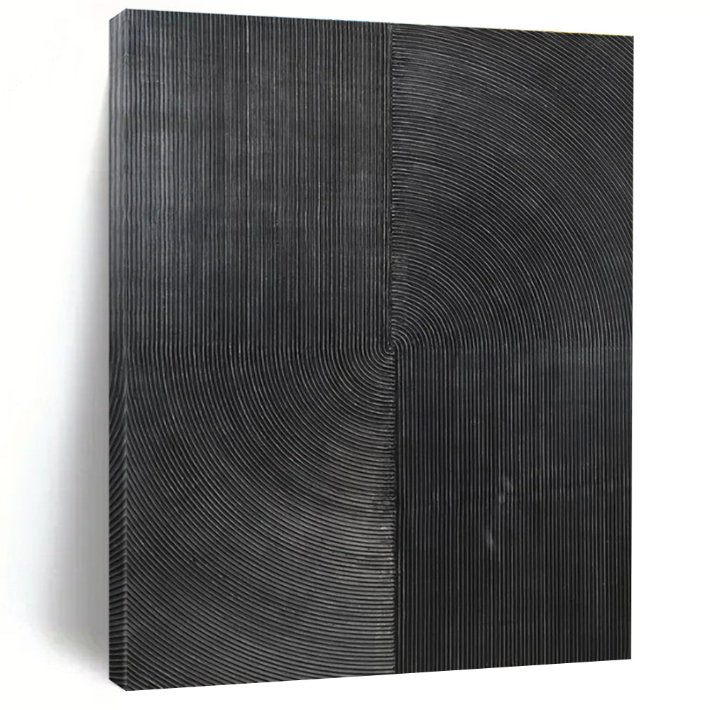 Black Linear Abstraction Art for Modern Office Lobby & Industrial - Style Home LargeART0904