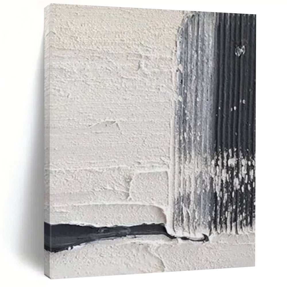 “Textured White and Black Abstract with Linear Marks” – Minimalist Abstract Highlighting Texture and Contrast DTP147