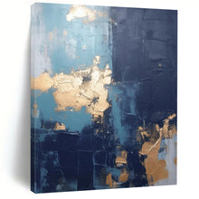 Load image into Gallery viewer, “Blue and Gold Abstract Fusion” – Luxurious Abstract with Metallic and Cool Tones DTP130
