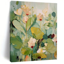 Load image into Gallery viewer, “Pastel Floral Impasto” ，Soft greens, yellows, and pinks with thick, sculptural flower and leaf shapes. DTP319
