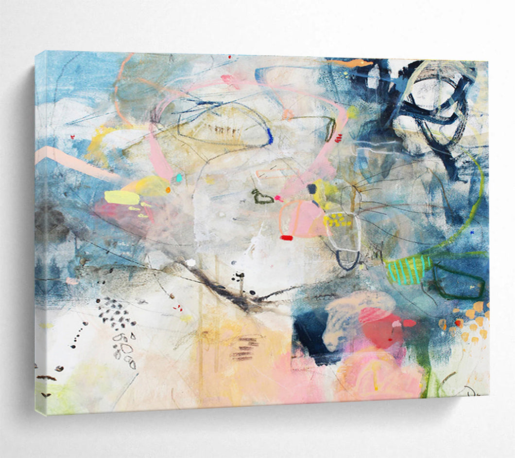 Light & Airy Abstract Art for Coastal Bedroom & Artistic Studio DKH077