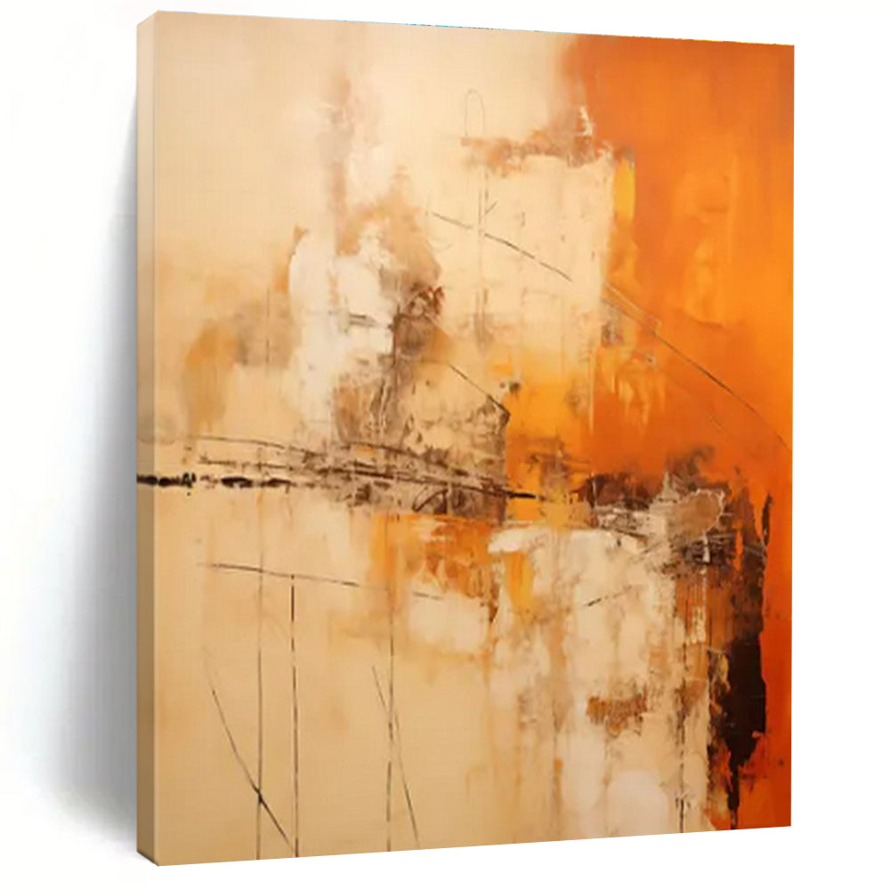 Orange - Beige Abstract Art for Sunlit Breakfast Nook & Creative Studio LargeART0850