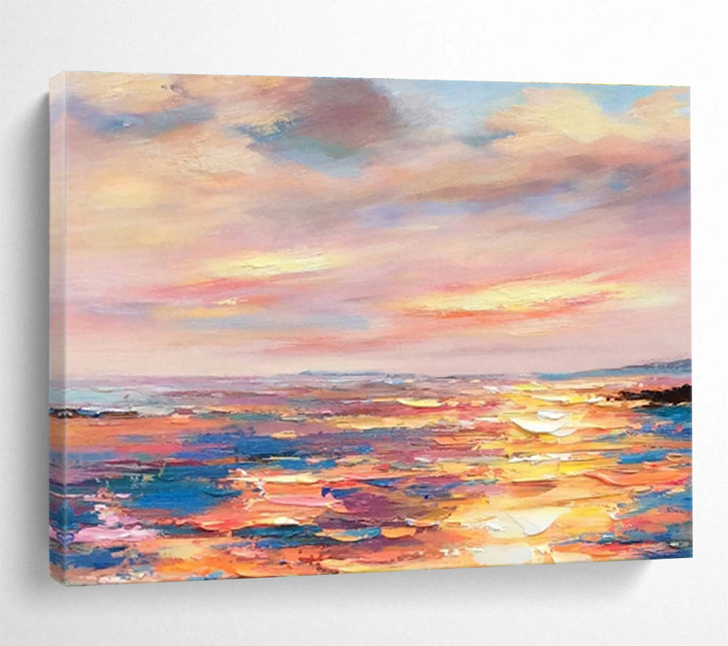 Vibrant Sunset Sea Abstract Art for Beach House & Colorful Dining Room DKH112
