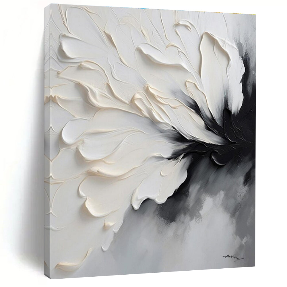Large Detailed White Flower Art - Ideal for Feminine Boutique & Classic Living Room LargeART0768