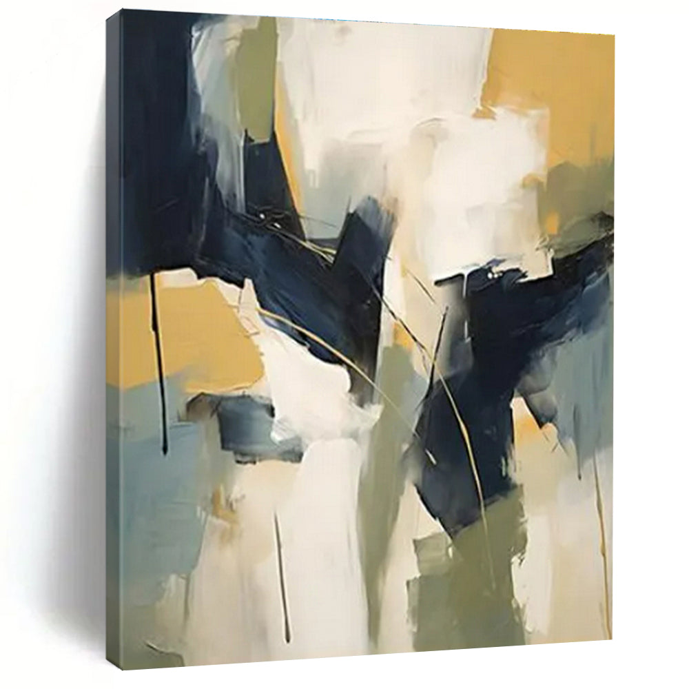 Navy - Yellow Geometric Clash Art for Studio & Contemporary Home LargeART0831