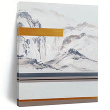 Load image into Gallery viewer, “Ethereal Peaks” – Gray &amp; White Mountain - themed Abstract Acrylic with Gold Accent DTP045
