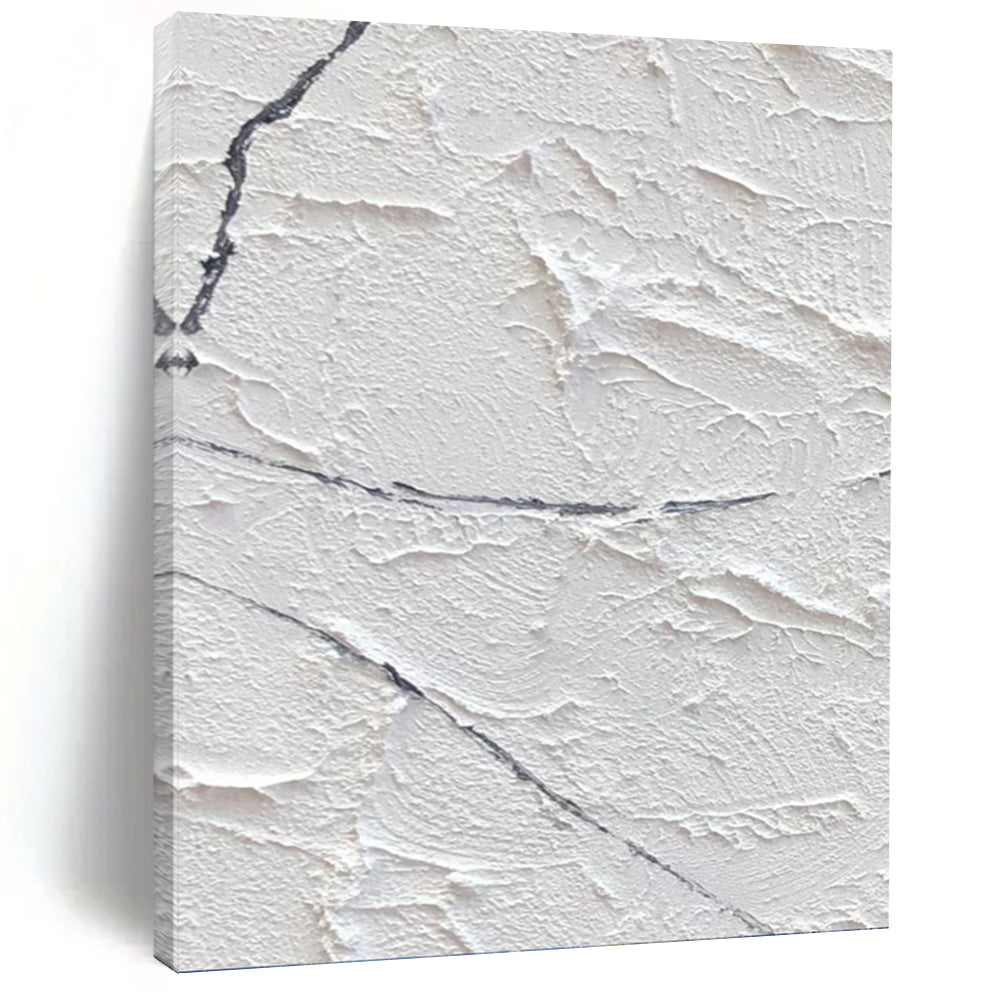 “Cracked White Impasto” - Textured Minimalist Art on Canvas DKH1673