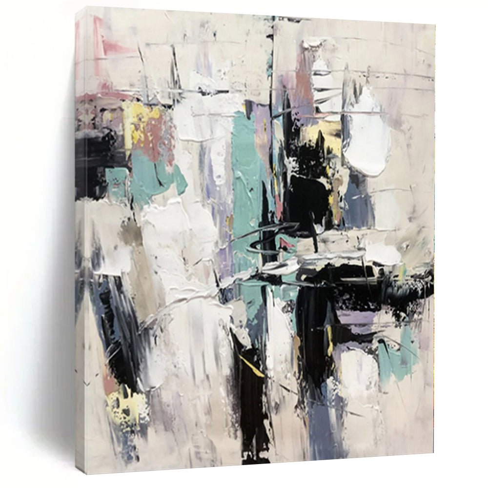 Oversized Pastel Abstract Cityscape Acrylic for Soft - Toned Living Room & Dreamy Bedroom LargeART0319