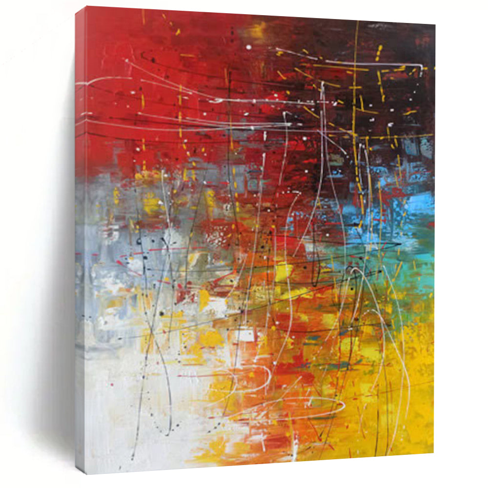 Vibrant Color Chaos Abstract – Energetic Acrylic with Bold Palette DTP254