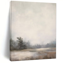 Load image into Gallery viewer, Gray - Beige Abstract Misty Lake Scene, Ideal for Rustic Cabin Living Room &amp; Calming Bedroom LargeART2058

