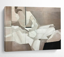 Load image into Gallery viewer, Geometric Gray - White Abstract Painting On Canvas DKH350
