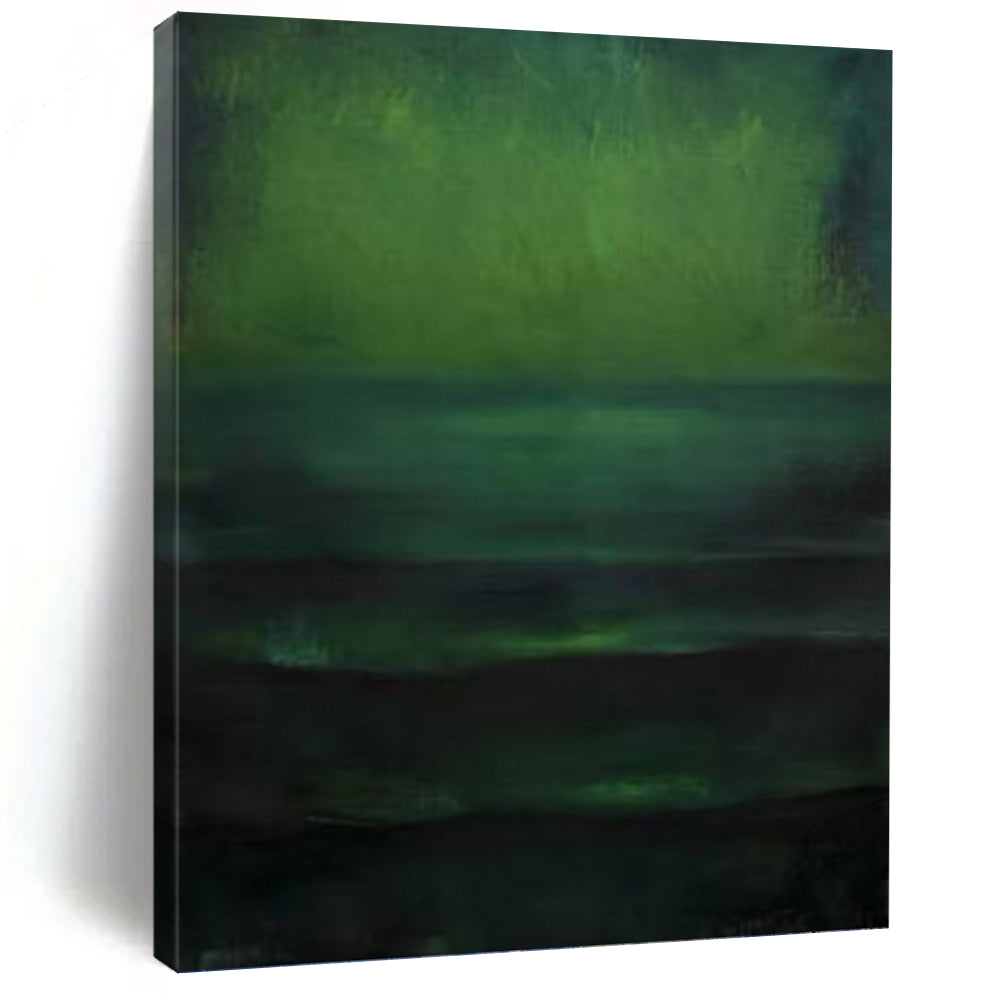 “Deep Green Layers” - Dark Green Abstract Art on Canvas DKH1189