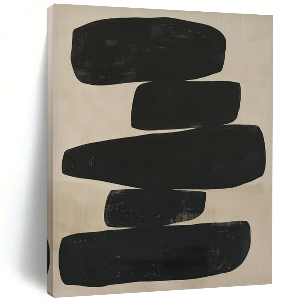 Stacked Black Shapes Abstract Art for Industrial - chic Loft & Contemporary Art Gallery LargeART0936
