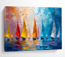 Load image into Gallery viewer, Colorful “Sailing Adventure at Sea” Painting on Canvas, Nautical Art Centerpiece DKH800
