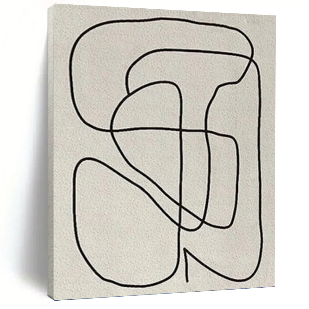 “Continuous Line Abstraction” - Black, White Abstract Art on Canvas DKH1136