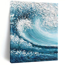 Load image into Gallery viewer, “Crashing Wave Impasto” – Thick, textured blue and white crashing wave. DTP322
