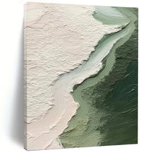 Load image into Gallery viewer, “Textured Green and White Abstraction” - Layered Color Field Art on Canvas DKH1382
