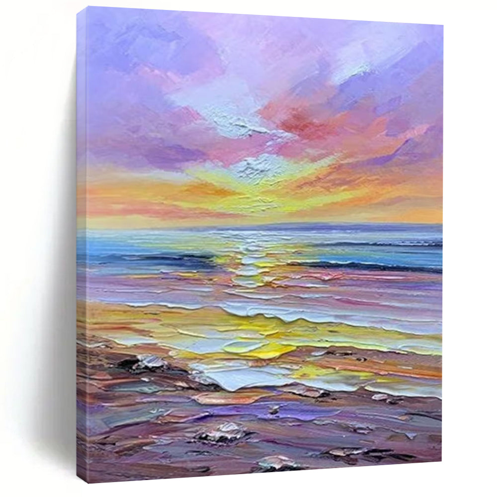Pastel Sunset Seaside – Impasto Oil Landscape DTP261