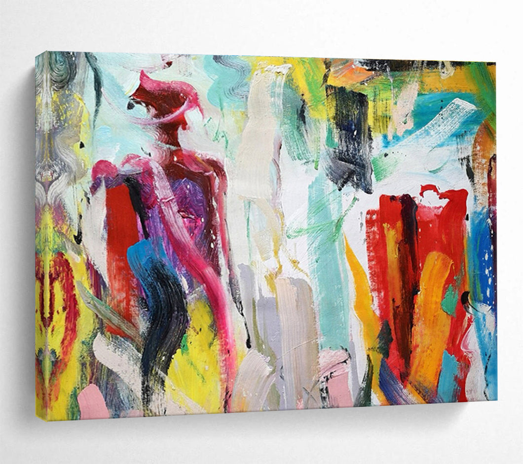 Colorful Abstract Figure Painting for Bohemian Bedroom & Art Gallery DKH301