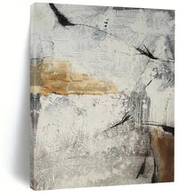Load image into Gallery viewer, “Abstract Gray and Beige Textures” – Layered gray and beige textures, with bold black strokes. DTP338
