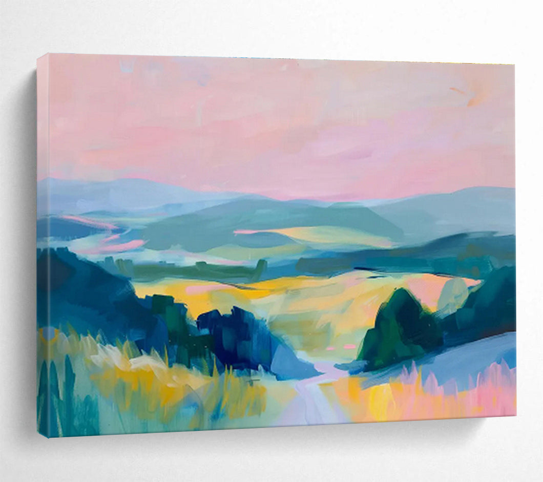 Color - Drenched Landscape Abstract Painting for Lakeside Villa & Artistic Retreat DKH210
