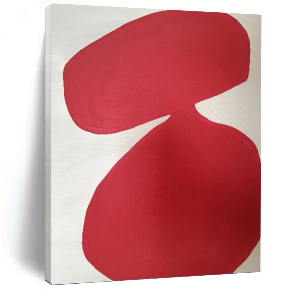 “Single Red Form” - Curved Red Abstract Shape Art, Abstract Painting on Canvas DKH1079