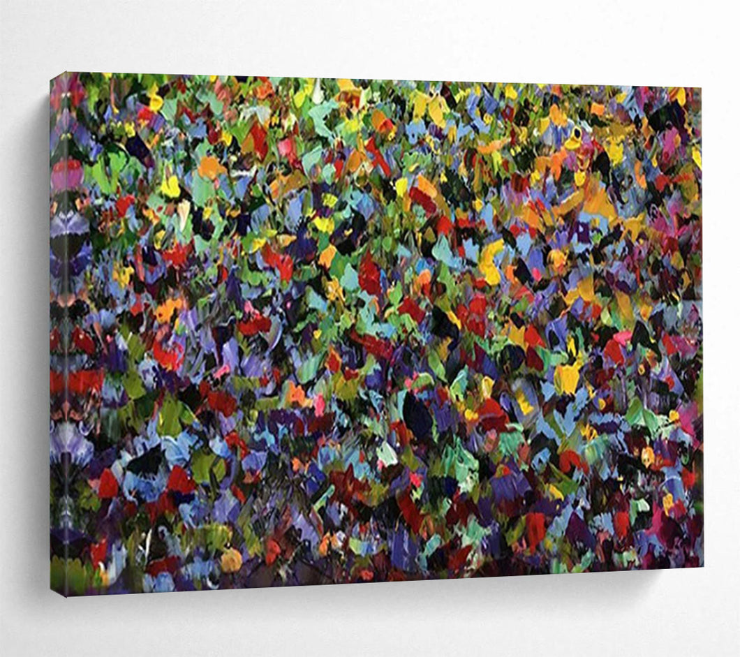 Hand - painted Massive Intense Colorful Mosaic Field Acrylic Art for Artistic Studios LargeART1798