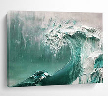 Load image into Gallery viewer, “Turquoise Ocean Wave” - Impasto - Style Abstract Acrylic, Great for Bathroom and Coastal Living Room DLZ232
