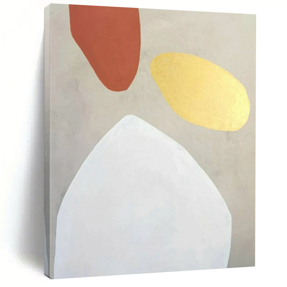 Terracotta, Gold & White Abstract Acrylic Art, Suited for Bohemian Sunroom & Luxury Dining Area LargeART0996