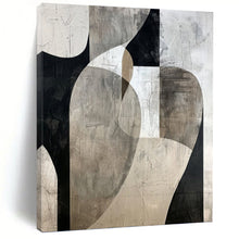 Load image into Gallery viewer, “Monochrome Shape Abstract” - Black, White, Grey Abstract Art on Canvas DKH1312
