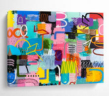 Load image into Gallery viewer, Hand - painted Generous - sized Vibrant Mixed - Shape Abstract Acrylic Art for Lively Home Offices LargeART1811
