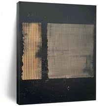 Load image into Gallery viewer, “Dual Textures” ，Black background with two textured rectangles, one grid - patterned gold, one smooth gray. DTP307
