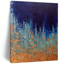 Load image into Gallery viewer, Hand - painted Large - scale Blue - Black Forest Abstract Acrylic Art for Nature - Inspired Living Rooms LargeART0054
