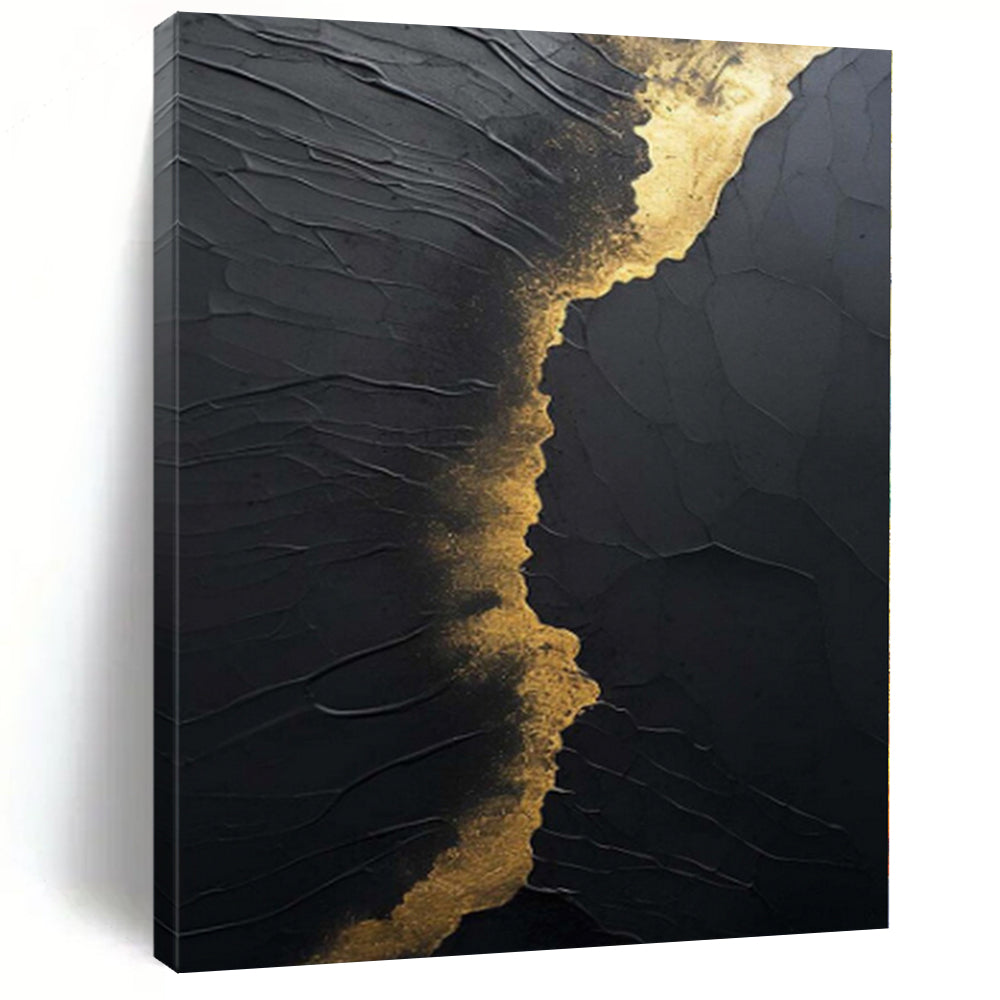 Grand Hand - painted Black & Gold Textured Acrylic Art for Luxe Hallways LargeART0167