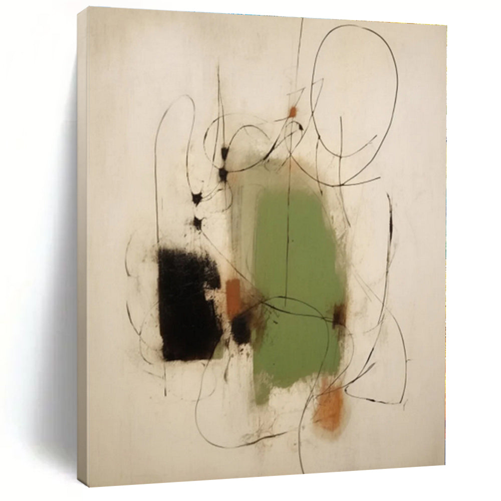 Large - Scale Green - Black Abstract Art for Nature - Inspired Office & Modern Lounge LargeART0518