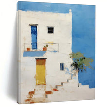 Load image into Gallery viewer, Mediterranean - Style Abstract Building Painting, Suited for Beach House Living Room &amp; Travel - Inspired Café LargeART1837
