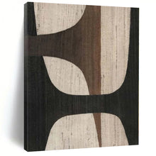 Load image into Gallery viewer, Oversized Hand - painted Brown &amp; Black Geometric Art for Mid - Century Modern Living Rooms LargeART0155
