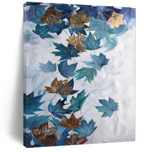Load image into Gallery viewer, Blue &amp; Gold Leaf Abstract Painting, Perfect for Elegant Dining Room &amp; Nature - Inspired Living Room LargeART2078
