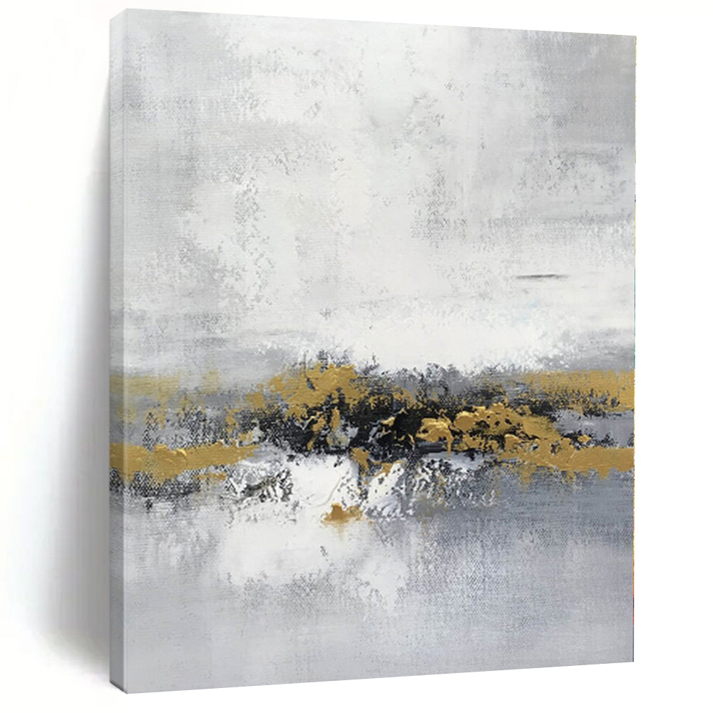 Large - Format Gray - White Gold Cluster Abstract Acrylic Art for Modern Dining Room & Corporate Waiting Area LargeART0380