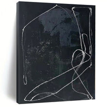 Load image into Gallery viewer, Grand Hand - painted White Lines on Black Textured Art for Modern Studios LargeART0161
