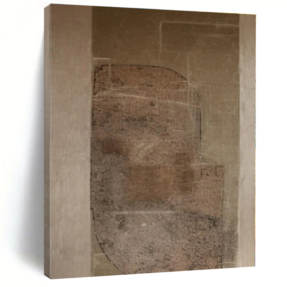 Large - Format Textured Brown - Beige Abstract Art for Rustic Home Office & Cozy Library LargeART0520